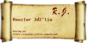 Reszler Júlia névjegykártya